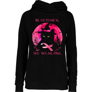 In October We Wear Pink Pumpkin Breast Cancer Awareness Womens Funnel Neck Pullover Hood