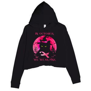 In October We Wear Pink Pumpkin Breast Cancer Awareness Crop Fleece Hoodie