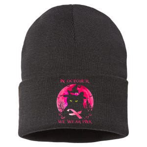 In October We Wear Pink Pumpkin Breast Cancer Awareness Sustainable Knit Beanie