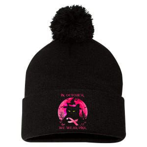 In October We Wear Pink Pumpkin Breast Cancer Awareness Pom Pom 12in Knit Beanie