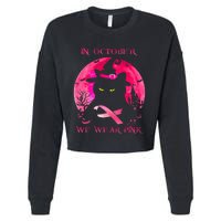 In October We Wear Pink Pumpkin Breast Cancer Awareness Cropped Pullover Crew