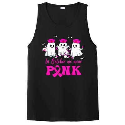 In October We Wear Pink Nurse Ghost Halloween Breast Cancer PosiCharge Competitor Tank