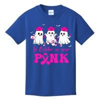 In October We Wear Pink Nurse Ghost Halloween Breast Cancer Kids T-Shirt