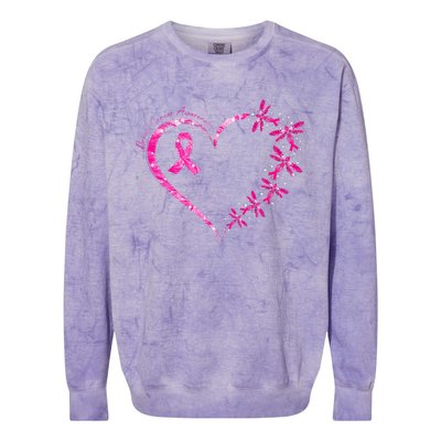 In October We Wear Pink Breast Cancer Awareness Dragonfly Colorblast Crewneck Sweatshirt