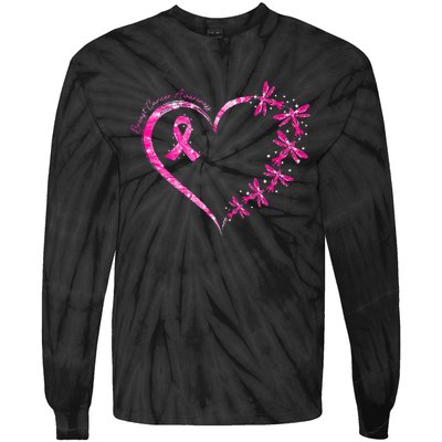 In October We Wear Pink Breast Cancer Awareness Dragonfly Tie-Dye Long Sleeve Shirt