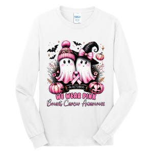 In October We Wear Ghost Witch Breast Cancer Awareness Tall Long Sleeve T-Shirt