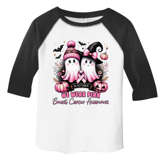 In October We Wear Ghost Witch Breast Cancer Awareness Toddler Fine Jersey T-Shirt