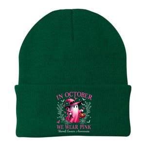 In October We Wear Ghost Witch Breast Cancer Awareness Knit Cap Winter Beanie