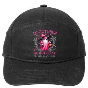 In October We Wear Ghost Witch Breast Cancer Awareness 7-Panel Snapback Hat