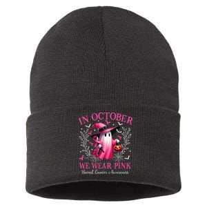 In October We Wear Ghost Witch Breast Cancer Awareness Sustainable Knit Beanie