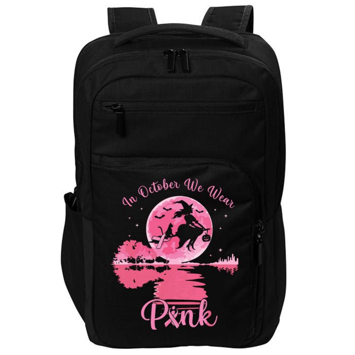 In October We Wear Witch Breast Cancer Halloween Impact Tech Backpack