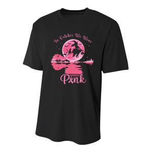 In October We Wear Witch Breast Cancer Halloween Youth Performance Sprint T-Shirt