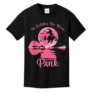 In October We Wear Witch Breast Cancer Halloween Kids T-Shirt