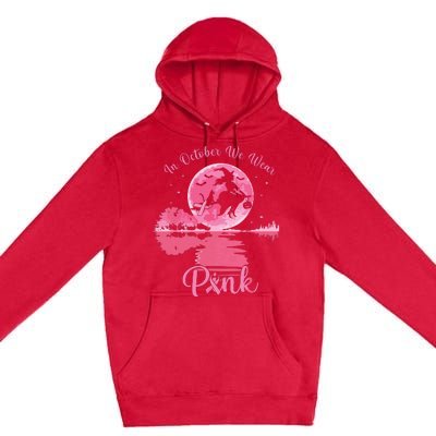 In October We Wear Witch Breast Cancer Halloween Premium Pullover Hoodie