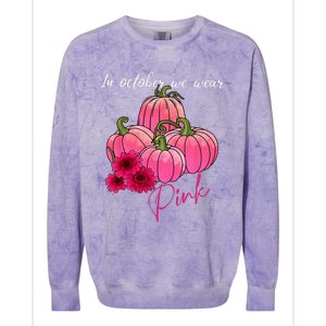 In October We Wear Pink Pumpkin Breast Cancer Awareness Colorblast Crewneck Sweatshirt