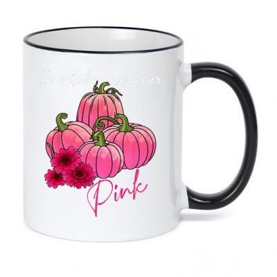 In October We Wear Pink Pumpkin Breast Cancer Awareness 11oz Black Color Changing Mug