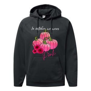 In October We Wear Pink Pumpkin Breast Cancer Awareness Performance Fleece Hoodie