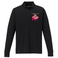 In October We Wear Pink Pumpkin Breast Cancer Awareness Performance Long Sleeve Polo