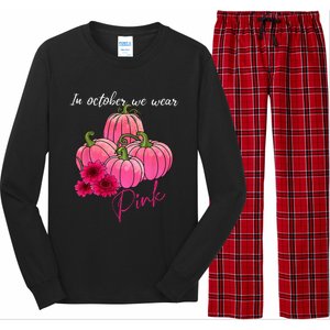 In October We Wear Pink Pumpkin Breast Cancer Awareness Long Sleeve Pajama Set