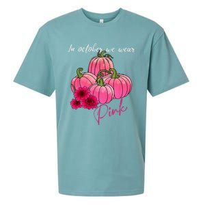 In October We Wear Pink Pumpkin Breast Cancer Awareness Sueded Cloud Jersey T-Shirt