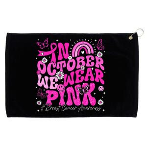 In October We Wear Pink Retro Groovy Breast Cancer Awareness Grommeted Golf Towel