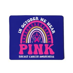 In October We Wear Pink Ribbon Leopard Truck Breast Cancer Mousepad