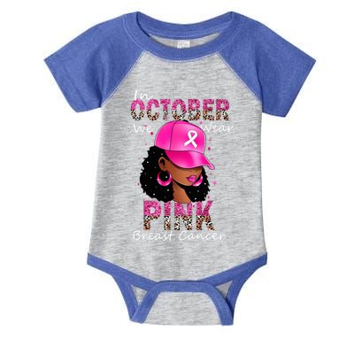 In October We Wear Pink Ribbon Breast Cancer Awareness Month Infant Baby Jersey Bodysuit