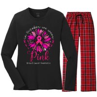 In October We Wear Pink Sunflower Breast Cancer Awareness Women's Long Sleeve Flannel Pajama Set 