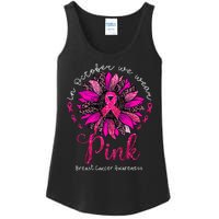 In October We Wear Pink Sunflower Breast Cancer Awareness Ladies Essential Tank