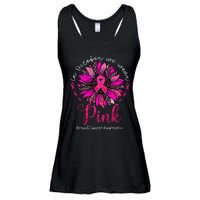 In October We Wear Pink Sunflower Breast Cancer Awareness Ladies Essential Flowy Tank