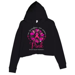 In October We Wear Pink Sunflower Breast Cancer Awareness Crop Fleece Hoodie