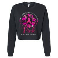 In October We Wear Pink Sunflower Breast Cancer Awareness Cropped Pullover Crew