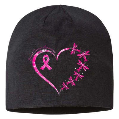 In October We Wear Pink Breast Cancer Awareness Dragonfly Sustainable Beanie