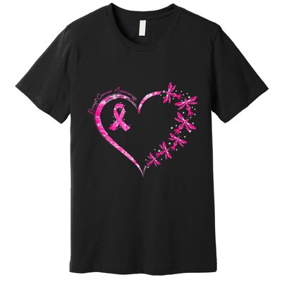 In October We Wear Pink Breast Cancer Awareness Dragonfly Premium T-Shirt