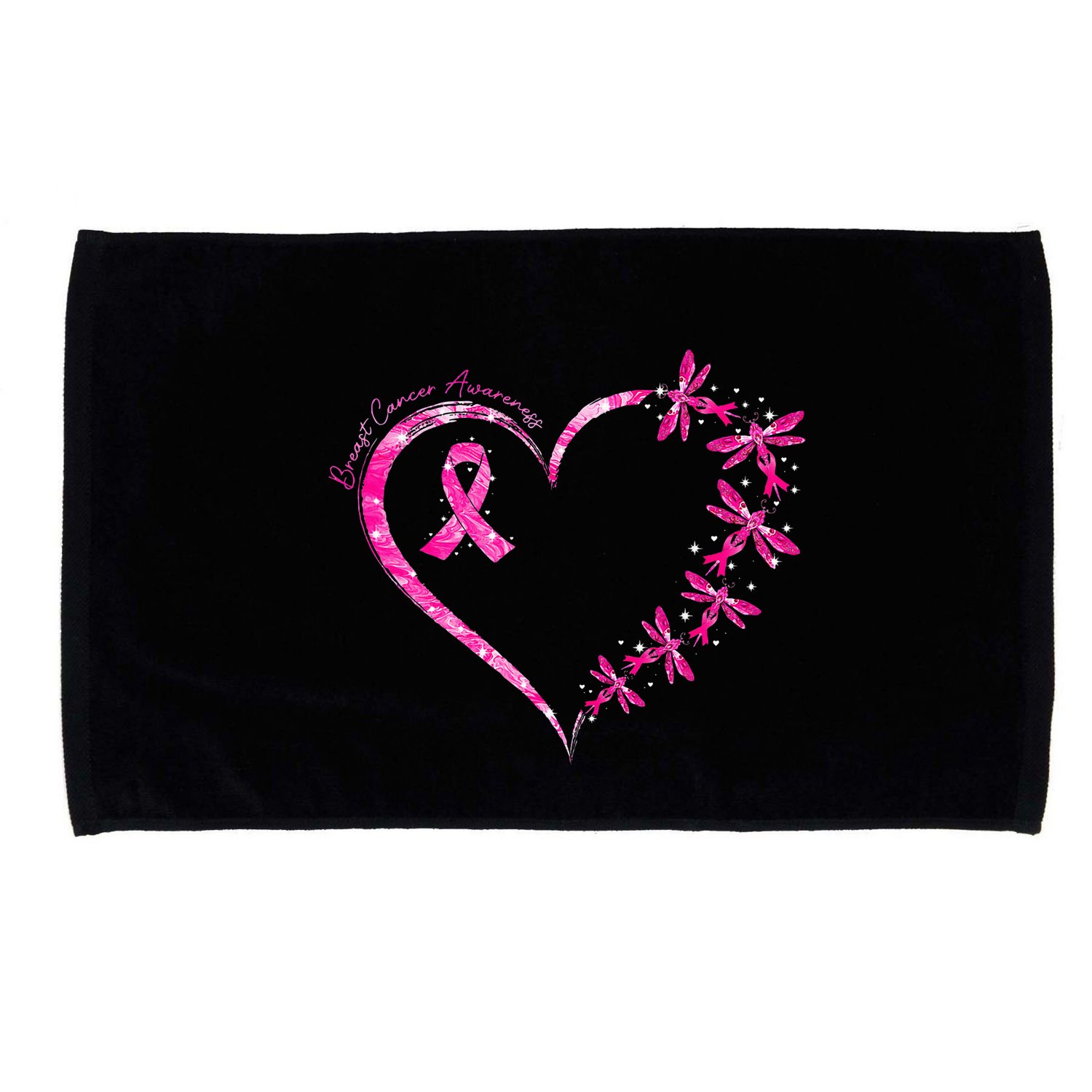 In October We Wear Pink Breast Cancer Awareness Dragonfly Microfiber Hand Towel