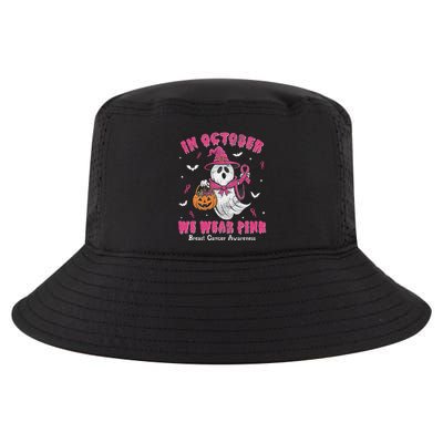 In October We Wear Pin.K Ghost Witch Breast Cancer Awareness Cool Comfort Performance Bucket Hat