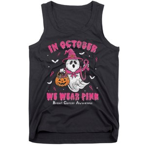 In October We Wear Pin.K Ghost Witch Breast Cancer Awareness Tank Top