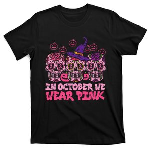 In October We Wear Pink Sugar Skull Halloween Breast Cancer T-Shirt