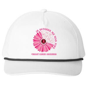 In October We Wear Pink Sunflower Breast Cancer Awareness Snapback Five-Panel Rope Hat