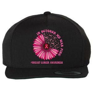 In October We Wear Pink Sunflower Breast Cancer Awareness Wool Snapback Cap