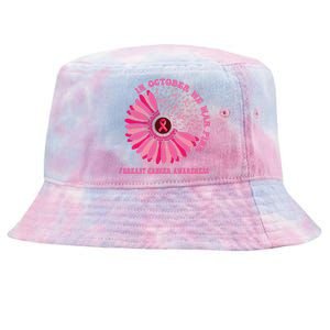 In October We Wear Pink Sunflower Breast Cancer Awareness Tie-Dyed Bucket Hat