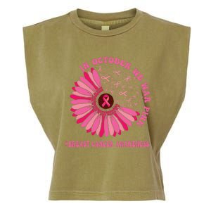 In October We Wear Pink Sunflower Breast Cancer Awareness Garment-Dyed Women's Muscle Tee