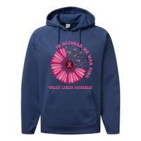 In October We Wear Pink Sunflower Breast Cancer Awareness Performance Fleece Hoodie