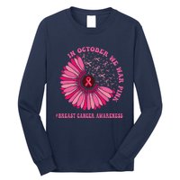 In October We Wear Pink Sunflower Breast Cancer Awareness Long Sleeve Shirt