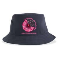 In October We Wear Pink Sunflower Breast Cancer Awareness Sustainable Bucket Hat