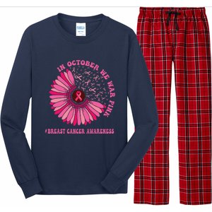 In October We Wear Pink Sunflower Breast Cancer Awareness Long Sleeve Pajama Set