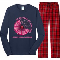 In October We Wear Pink Sunflower Breast Cancer Awareness Long Sleeve Pajama Set