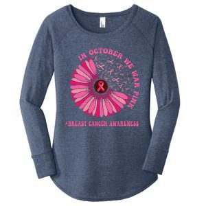 In October We Wear Pink Sunflower Breast Cancer Awareness Women's Perfect Tri Tunic Long Sleeve Shirt