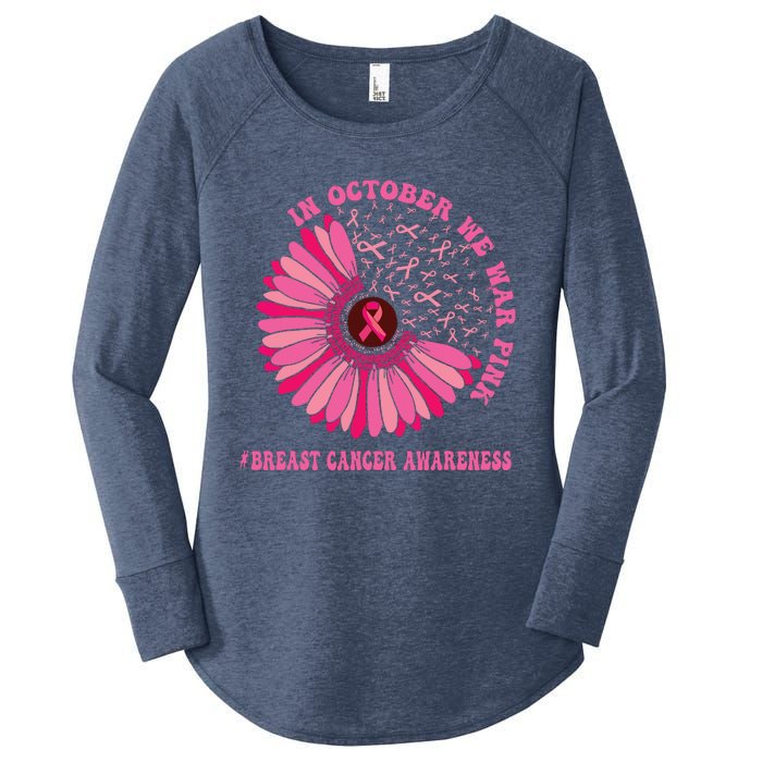 In October We Wear Pink Sunflower Breast Cancer Awareness Women's Perfect Tri Tunic Long Sleeve Shirt