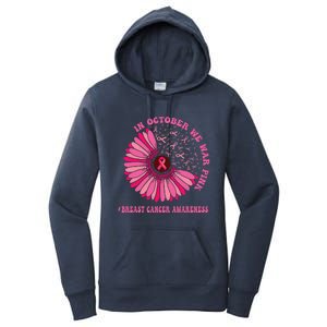 In October We Wear Pink Sunflower Breast Cancer Awareness Women's Pullover Hoodie